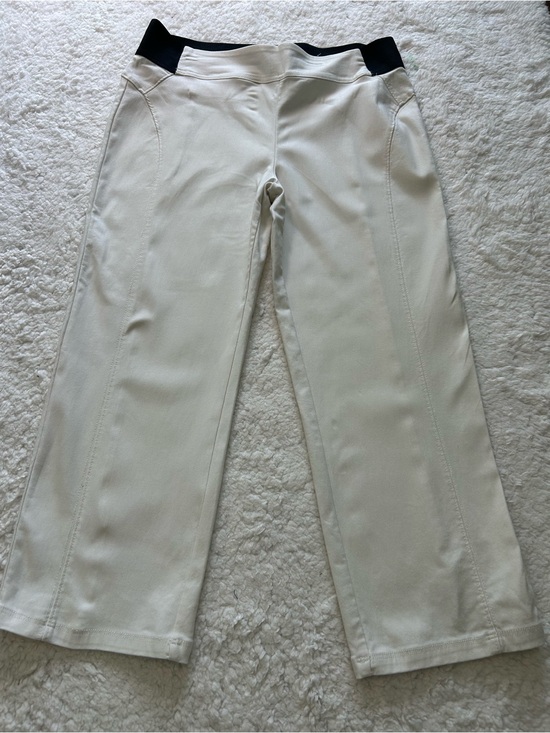 Simply Vera Vera Wang Pants - Simply Vera Vera Wang Cream Wide-Leg Cargo Pants with Black Waistband